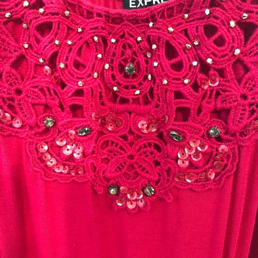 EXPRESS Pink Tank Spaghetti Rhinestone Adjustable - Picture 8 of 11